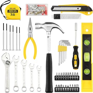 DOWELL 90 Pieces Tool Set Home Repair Hand Tool Kit Plastic Tool Box Storage Case with Wrench Set