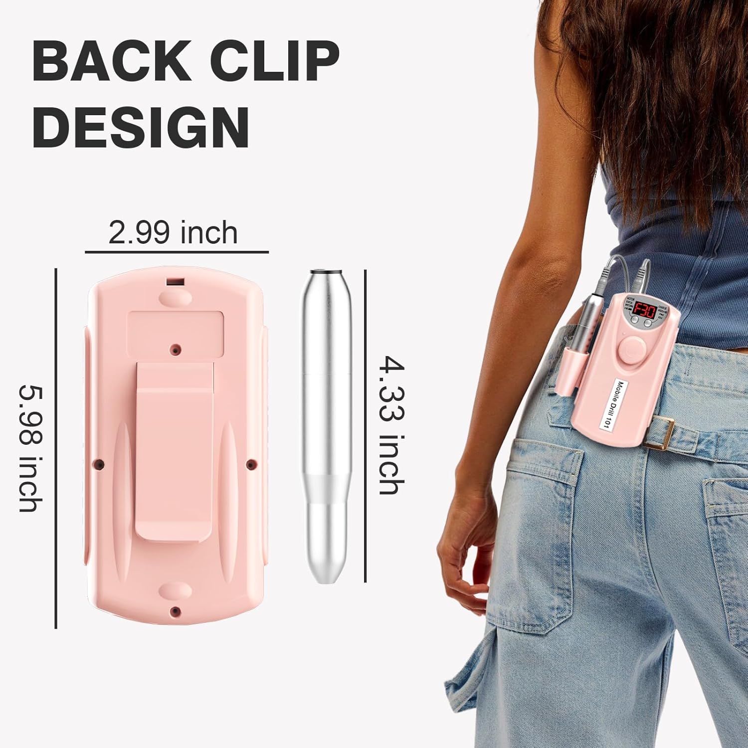 Cordless Nail Drill 30000rpm, Electric Nail File Kit with 7 Drill Bits, Rechargeable Portable E File for Acrylic Gel Nail Polishing Removing, Mother‘s Day Gifts for Moms Home Use, Pink