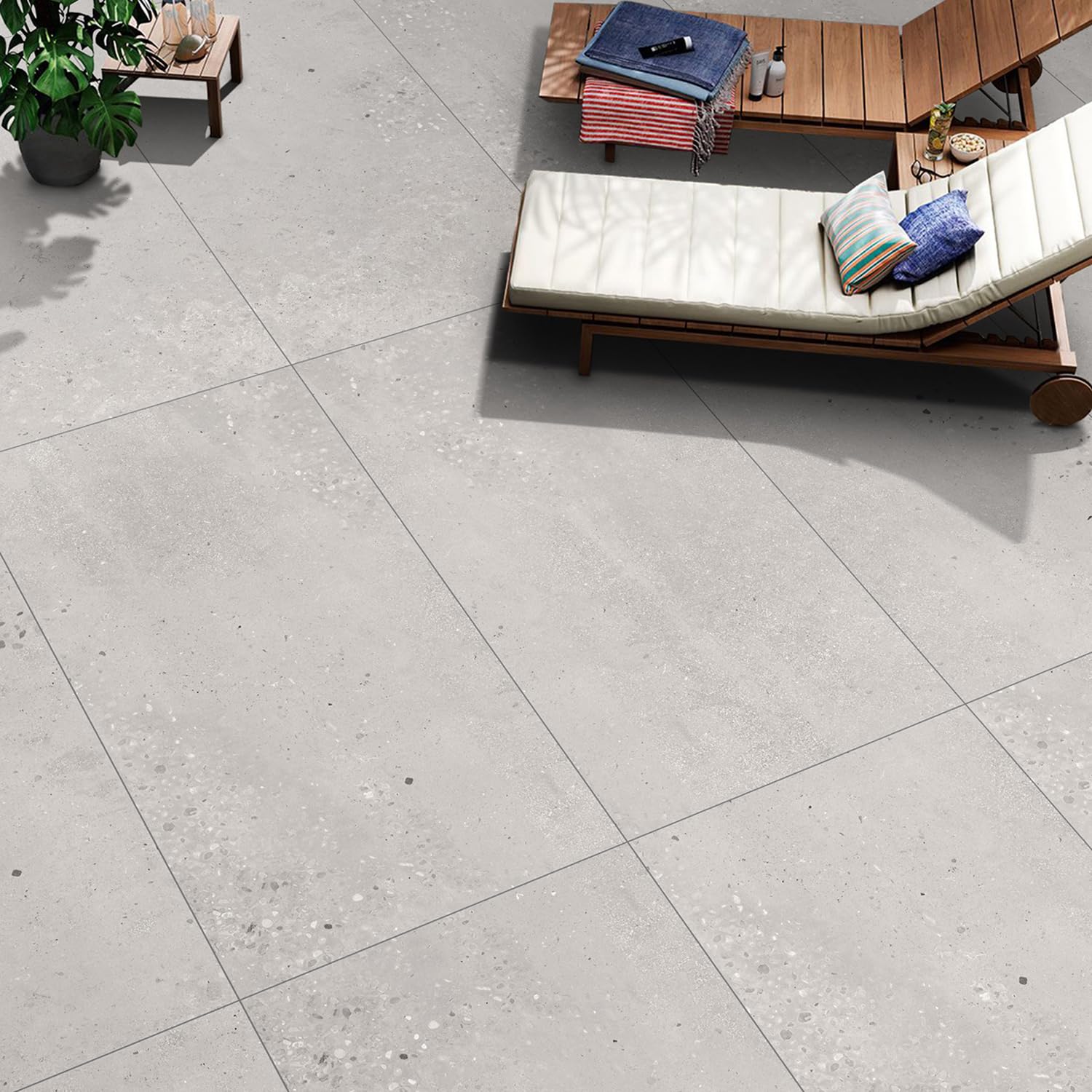 Go Bathrooms 1200 x 600 mm White Outdoor Garden Tile Stone Effect Wall Floor Tile Box of 1 Porcelain Matt Finish