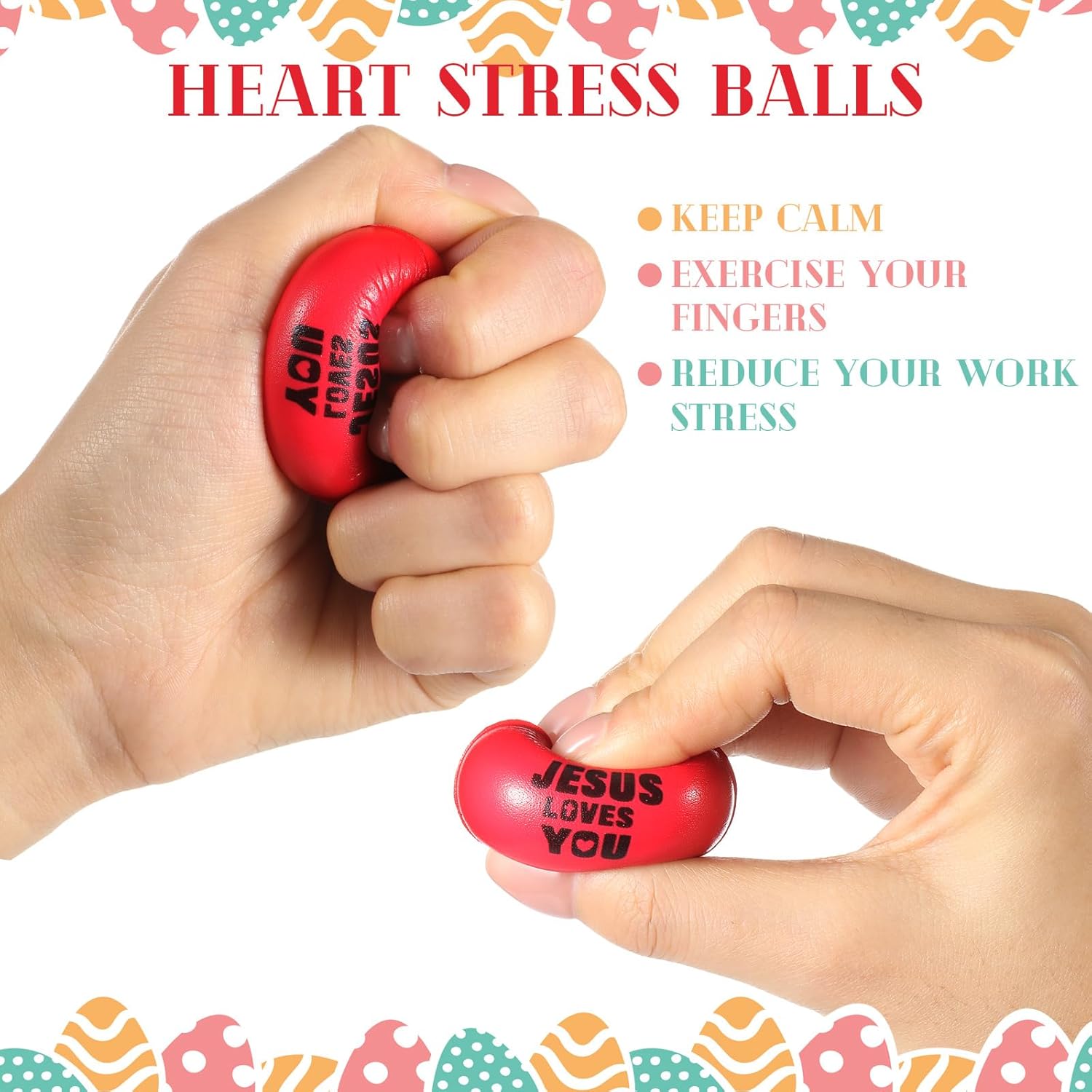 Skylety 240 Pcs Jesus Loves You Heart Stress Balls Bulk Christian Foam Relief Stress Squeeze Balls Gift for Kid Adult Religious Party Favor Classroom Sunday School Reward Bible Church Group(1.57Inch)