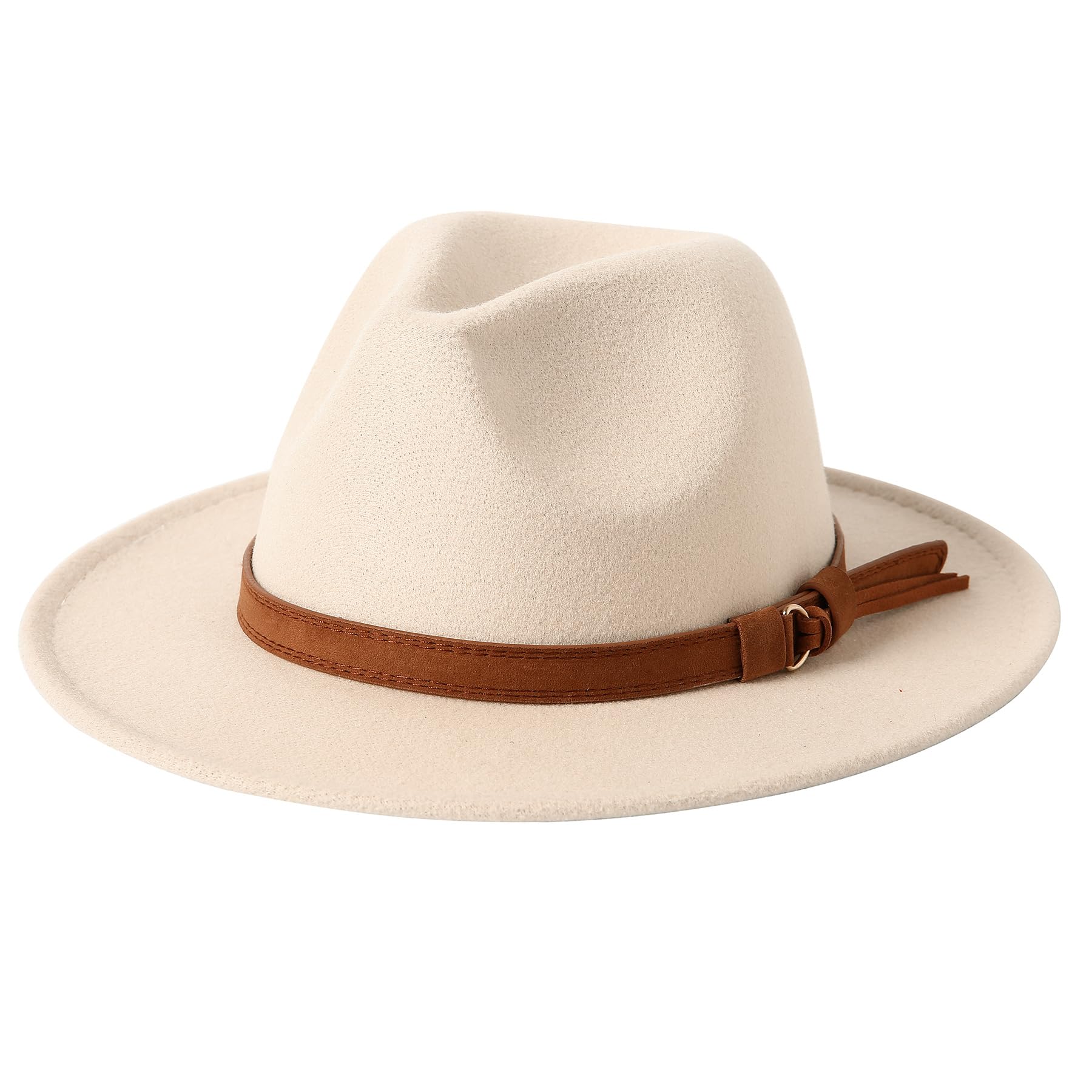 Lanzom Cappello a bombetta vintage in feltro di lana a tesa larga per bambine e ragazze con fiocco