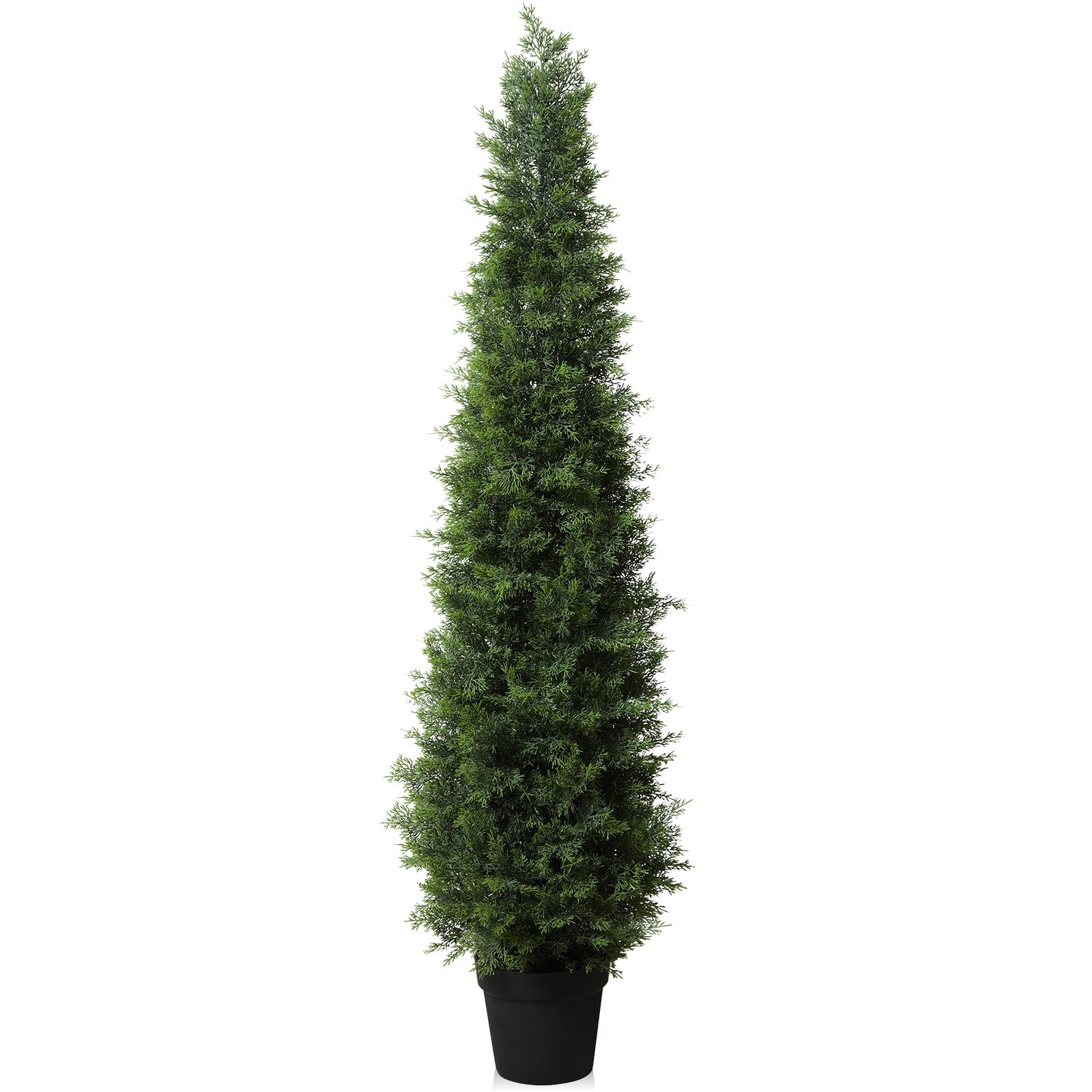 LOMANTO 5Ft Artificial Tree,Fake Topiary Cedar Tree for Indoor Outdoor, UV Rated Potted Plants for Porch Decor Faux Pine Tree for Perfect Housewarming Gift 1Pack