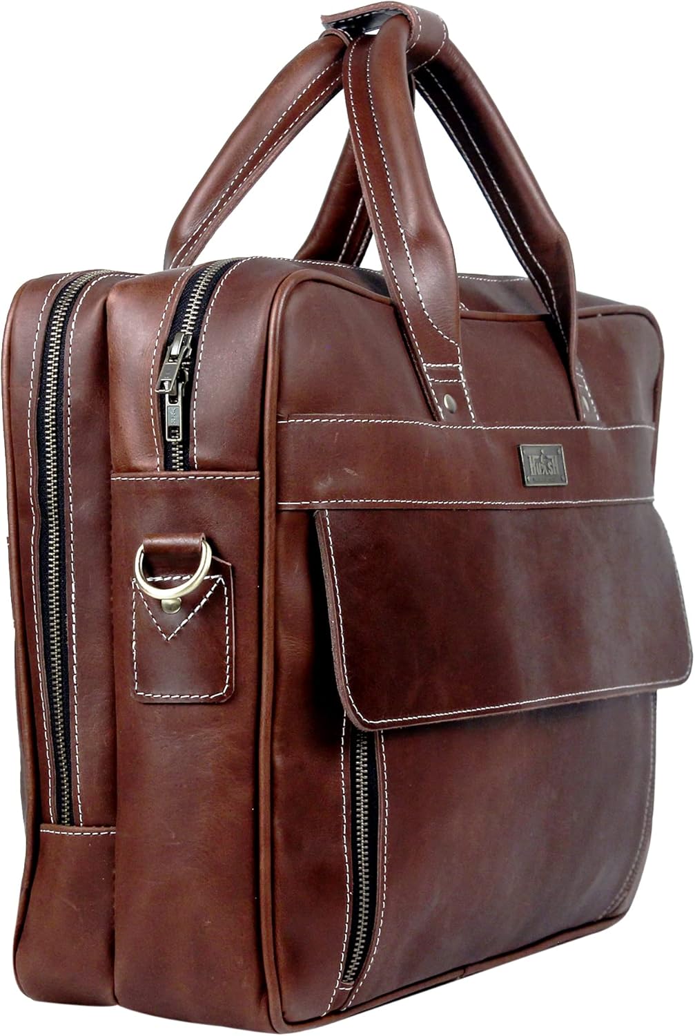 Handmade Vintage Genuine Leather Briefcase for Men 17 Inch Laptop Computer Case Business Travel Work Messenger Cross Body Shoulder Bags, Brown Leather Bag for men