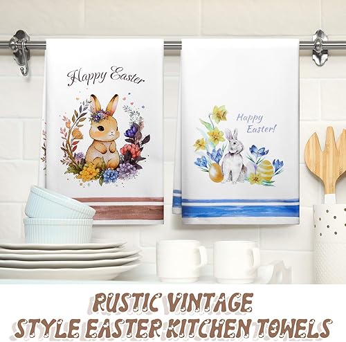 Miniatura 6 de Mixweer Paquete de 8 toallas de cocina de Pascua, regalo de Pascua para mujeres, toallas de mano de temporada de primavera, regalo de conejo de
