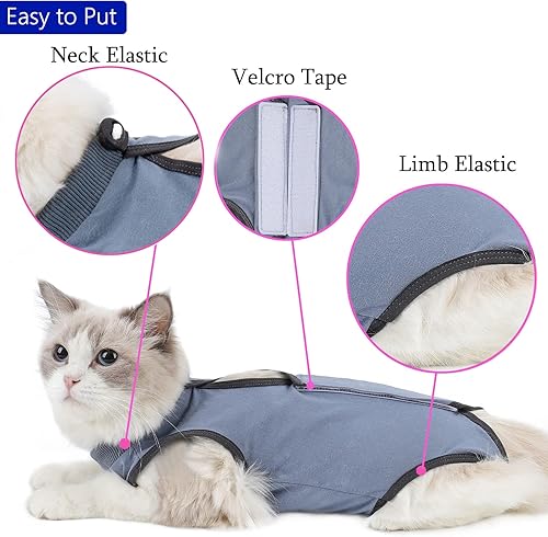 Miniatura 3 de Traje de recuperación de cirugía para gatos, mameluco para gatos después de la cirugía, esterilización quirúrgica, heridas abdominales, enfermedades