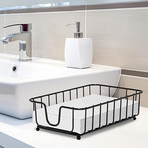 Miniatura 5 de Bandeja para toallas de invitados para baño, servilletero, soporte desechable para toallas de mano de papel para baño, bronce, tamaño interior de
