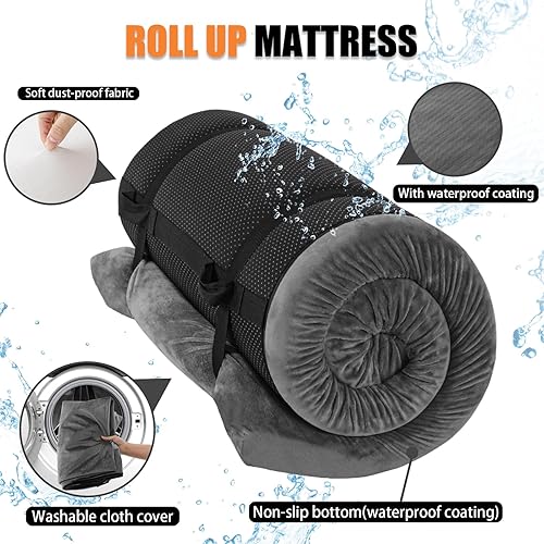 Miniatura 9 de Sleeping Pad,3-inch Thick Memory Foam Camping Mattress,Portable Roll-Up Mat for CarTentFloorCotTravel,Comfortable Pad for Guests Sleepover