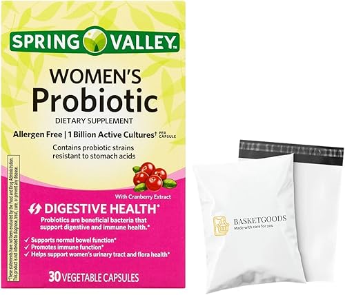 Cápsulas de probióticos para mujeres, suplemento dietético de 1 mil millones de UFC, salud digestiva de Spring Valley, 30 cápsulas (paquete de 1),