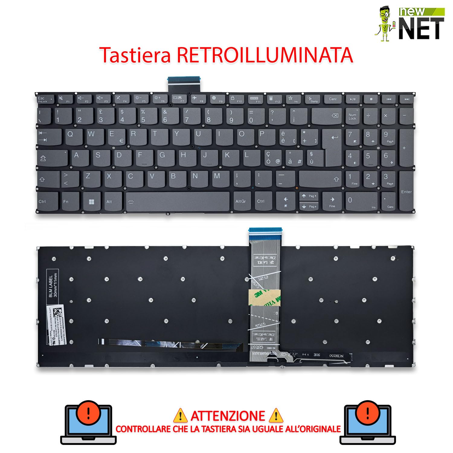 Tastiera Compatibile con Lenovo ThinkBook 15 G2 Are 20VG 15 G2 ITL 20VE Retroilluminata Layout ITA