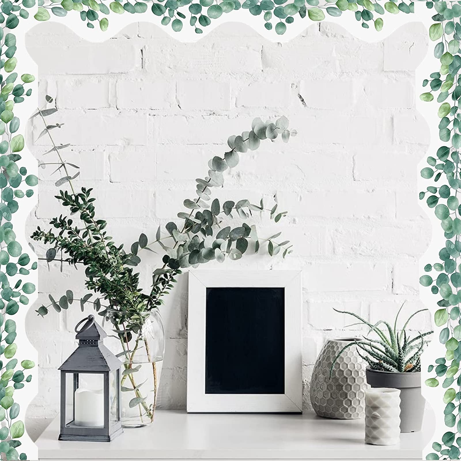 66FT Borders for Classroom Bulletin Boards Green Eucalyptus Leaf Border