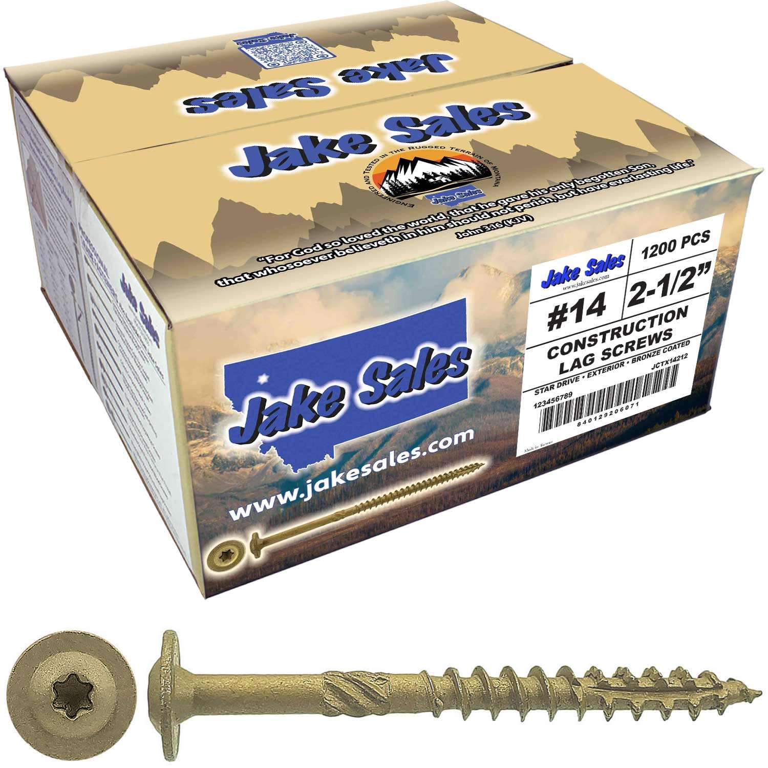 Jake Sales Lag Screws #14 x 1 - 100 Count -21