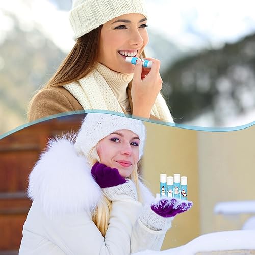 Miniatura 4 de Dansib Bálsamo labial hidratante con sabor a tema de invierno, 40 unidades, relleno de calcetines de Navidad para mujeres, hombres, niñas, niños,