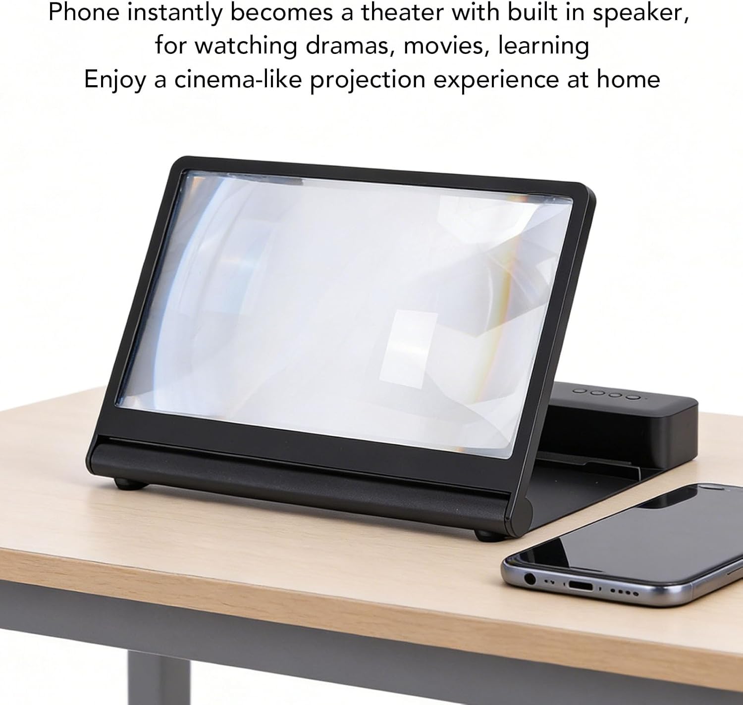 Phone Screen Amplifier with Bluetooth Speaker, 3D HD Foldable Magnifier & Stand, Universal for All Smartphones, Gift for Movies Gaming Seniors & Family