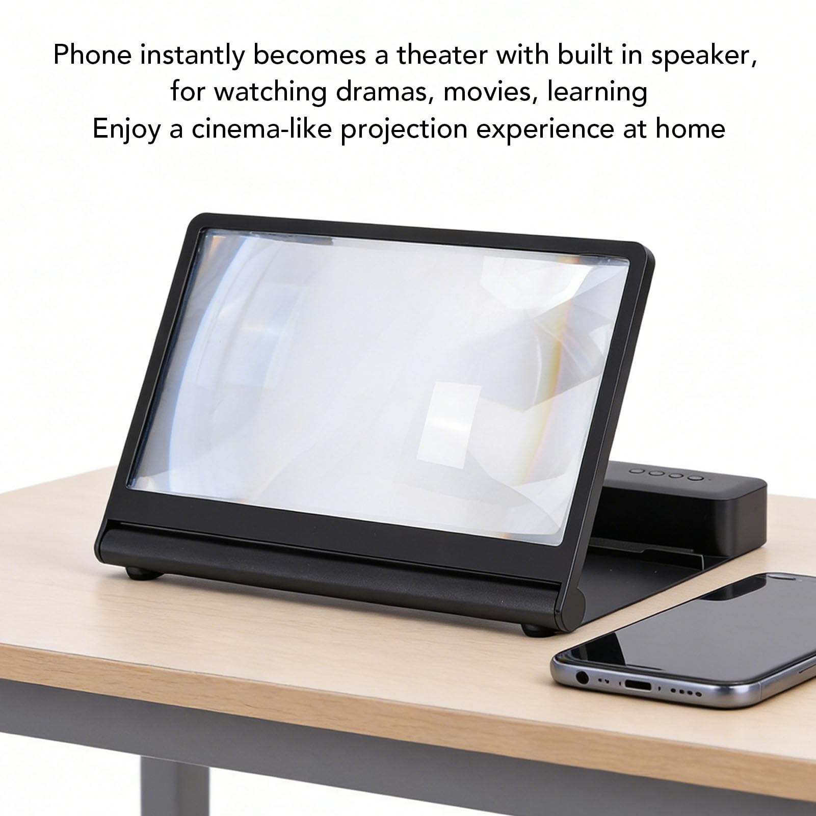Cuifati Loupe D'écran de Smartphone avec Haut-Parleur Bluetooth, Agrandisseur D'écran de Projecteur de Téléphone Portable 3D HD, Support de Téléphone de Loupe pour Films,