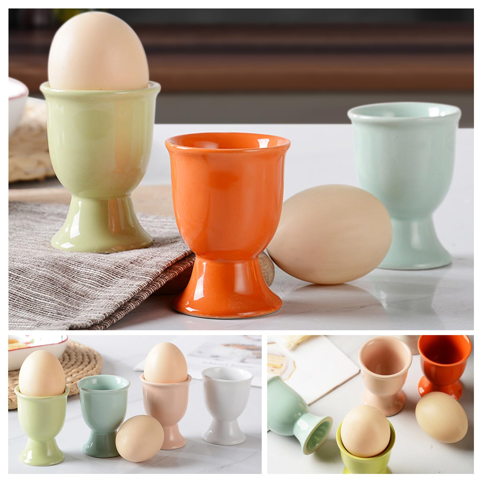 Eierdopjes Set Van 4 Stuks - Met Praktische Rand Voor Neerleggen Van De Eierschaal Eierdoppen Set 4 Delig Egg Cups Melamine Plastic Mix Kleuren