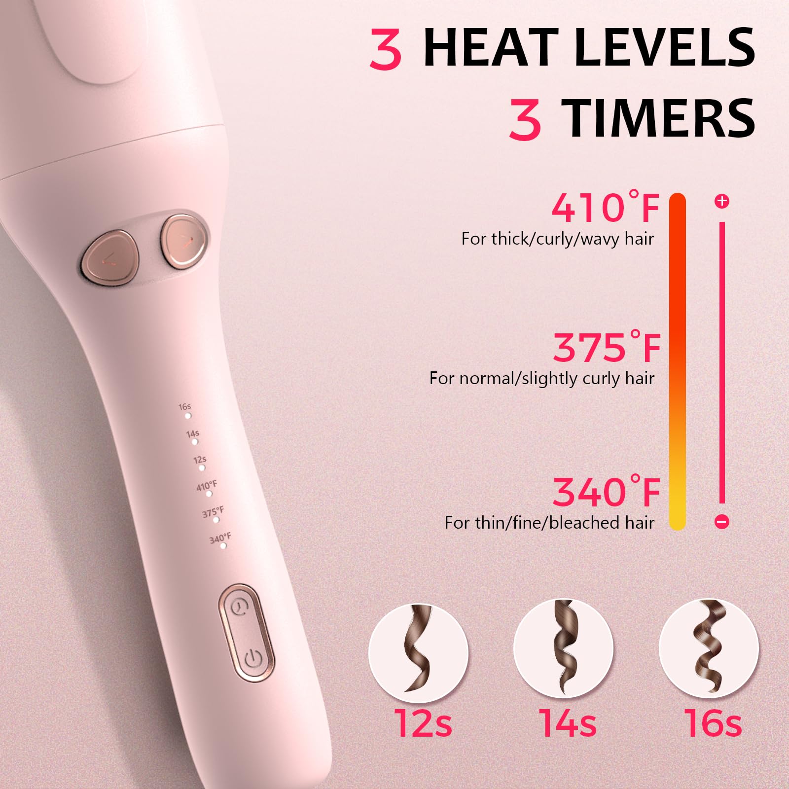 Ufree Automatic Rotating Curling Iron, 1-Inch Ceramic, Rose Gold