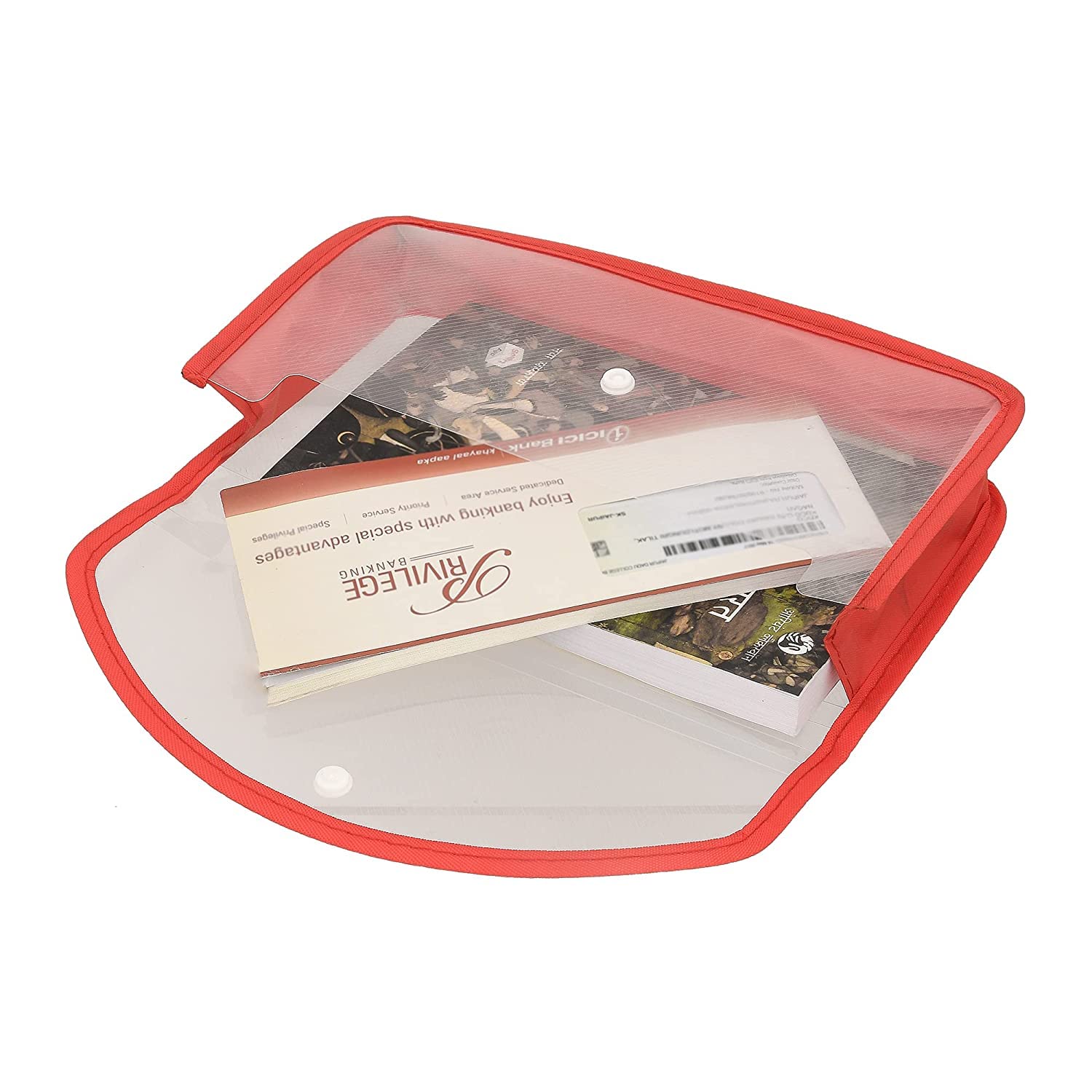 ANG Plastic Flexi Button Bag | Cheque Book Holder | Document Holder | Passbook Holder Cheque Pouch (Pack of 5) 2
