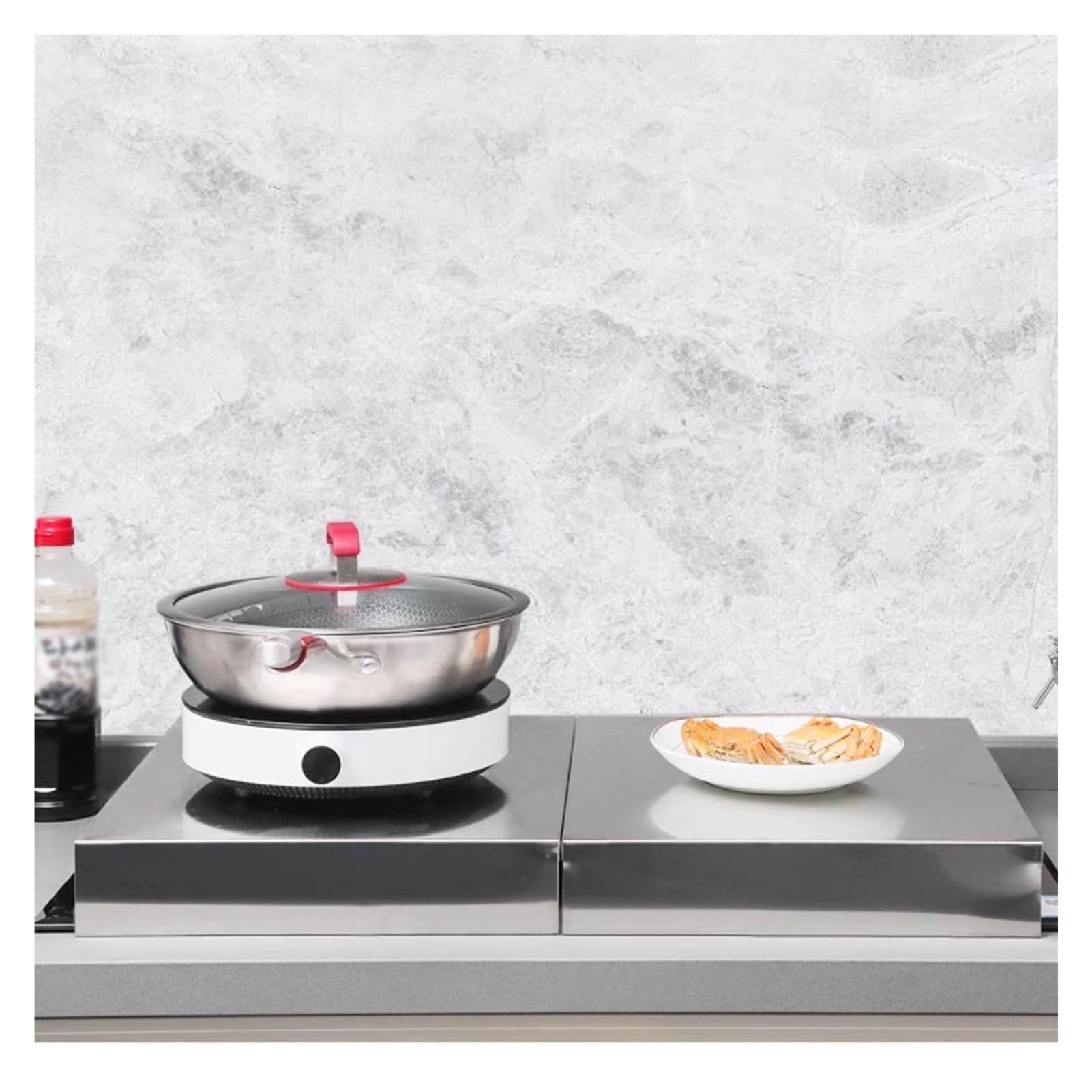 Couvercle de plan de travail en acier inoxydable résistant à la chaleur facile à installer pour four électrique (35 x 48 x 7 cm) durable et élégant accessoire de cuisine
