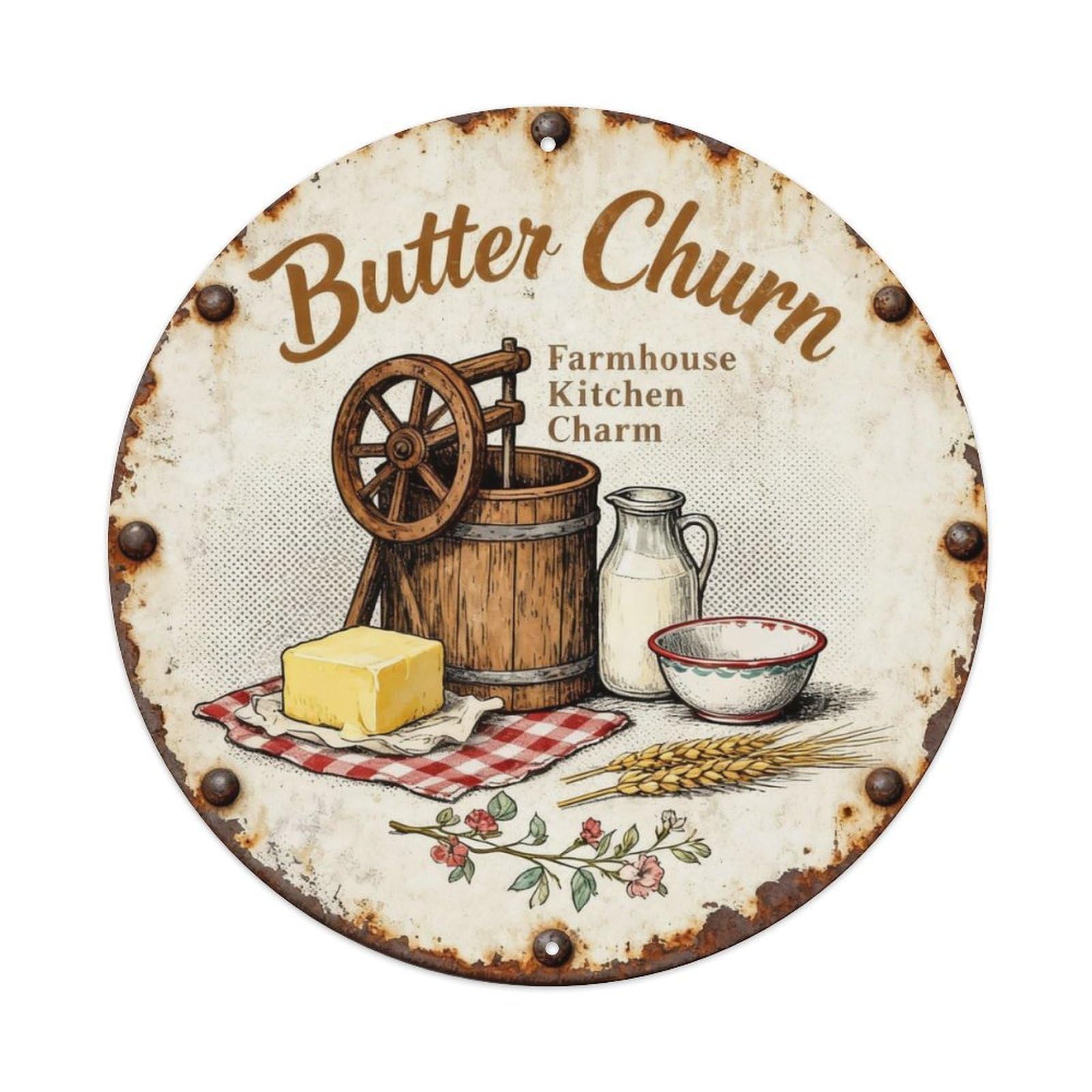 Butter Churn Metal Tin Sign Plaque