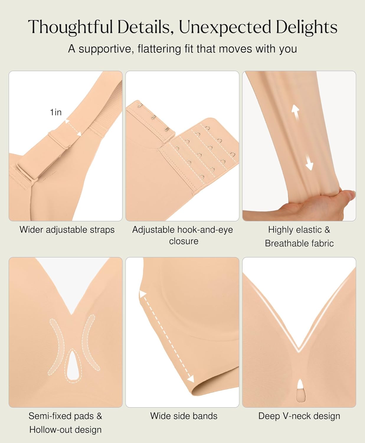 Popilush Bras for Women No Underwire Push Up Bra Seamless Wireless Bralettes with Support Comfortable Minimizer Bra - Image 3