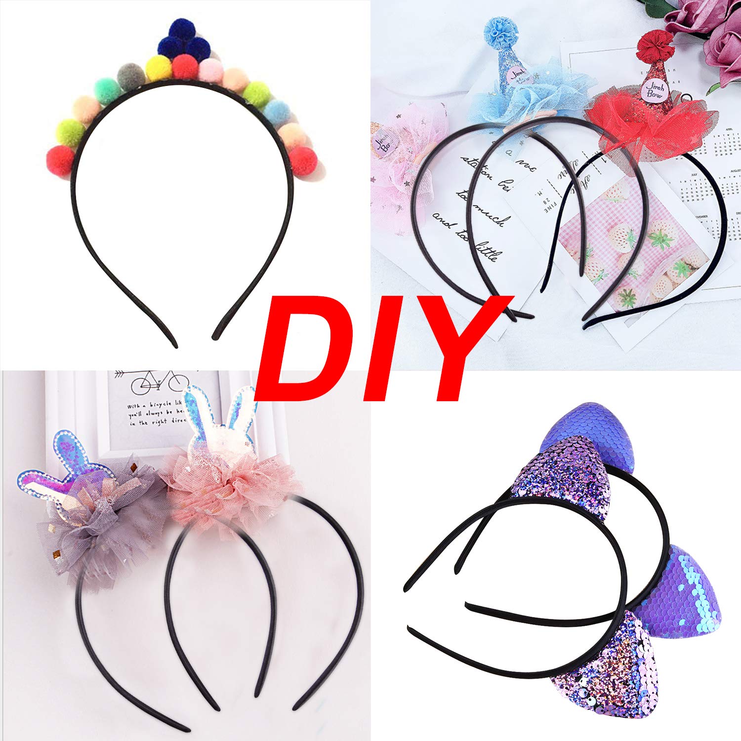 50 Satin Headbands Black Hair Accessories DIY Craft Stretchable Comfortable Amazon.com : Duufin 50 Pieces Satin Headbands Black Plain  main image 3