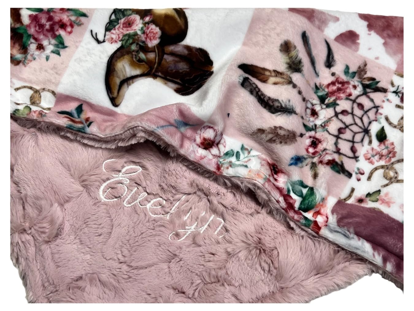 Modern Momma Handmade Personalized Highland Cow Baby Blanket, Custom Name Western Boho Minky Blanket, Floral Heifer Nursery Throw, 6 Sizes - Image 3