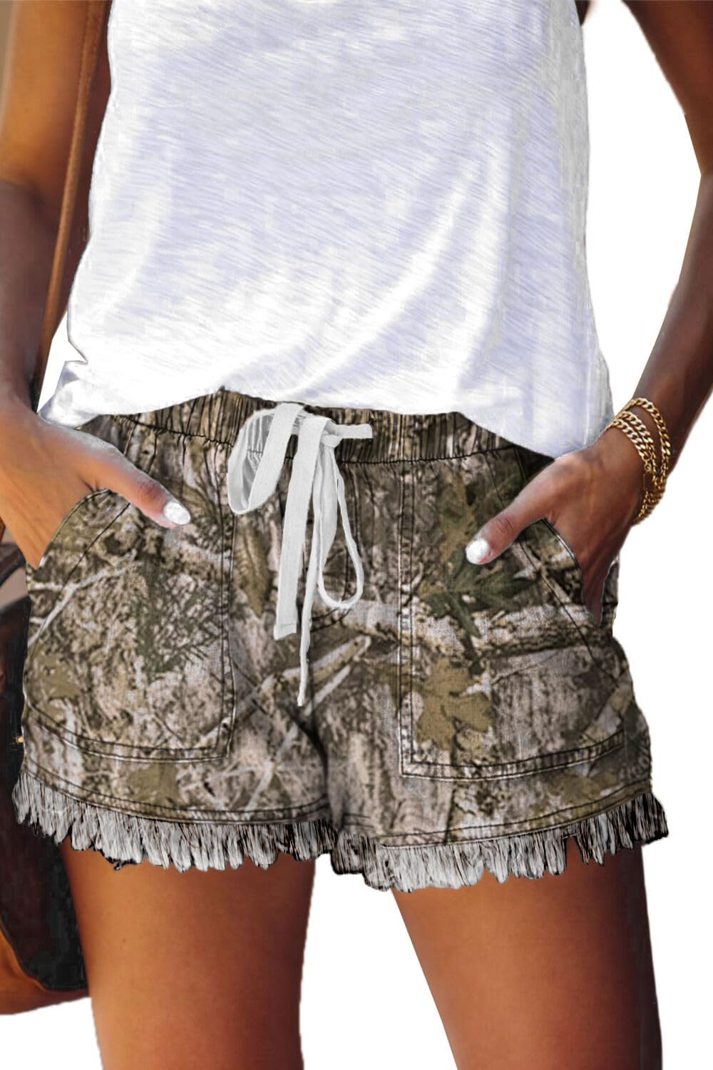 YOCUR Womens Lightweight Shorts Casual Baggy Trendy Hot Pants Elastic Waist Drawstring Comfy Shorts