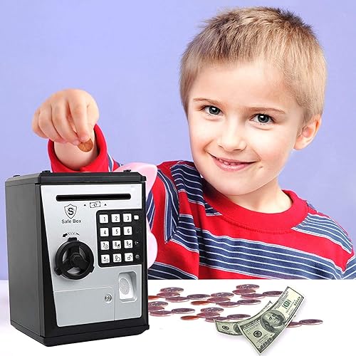 Miniatura 5 de LIKE Hucha de juguete Caja fuerte Hucha con huella dactilar cajero automático cajero automático máquina dinero moneda Caja de ahorros para niños