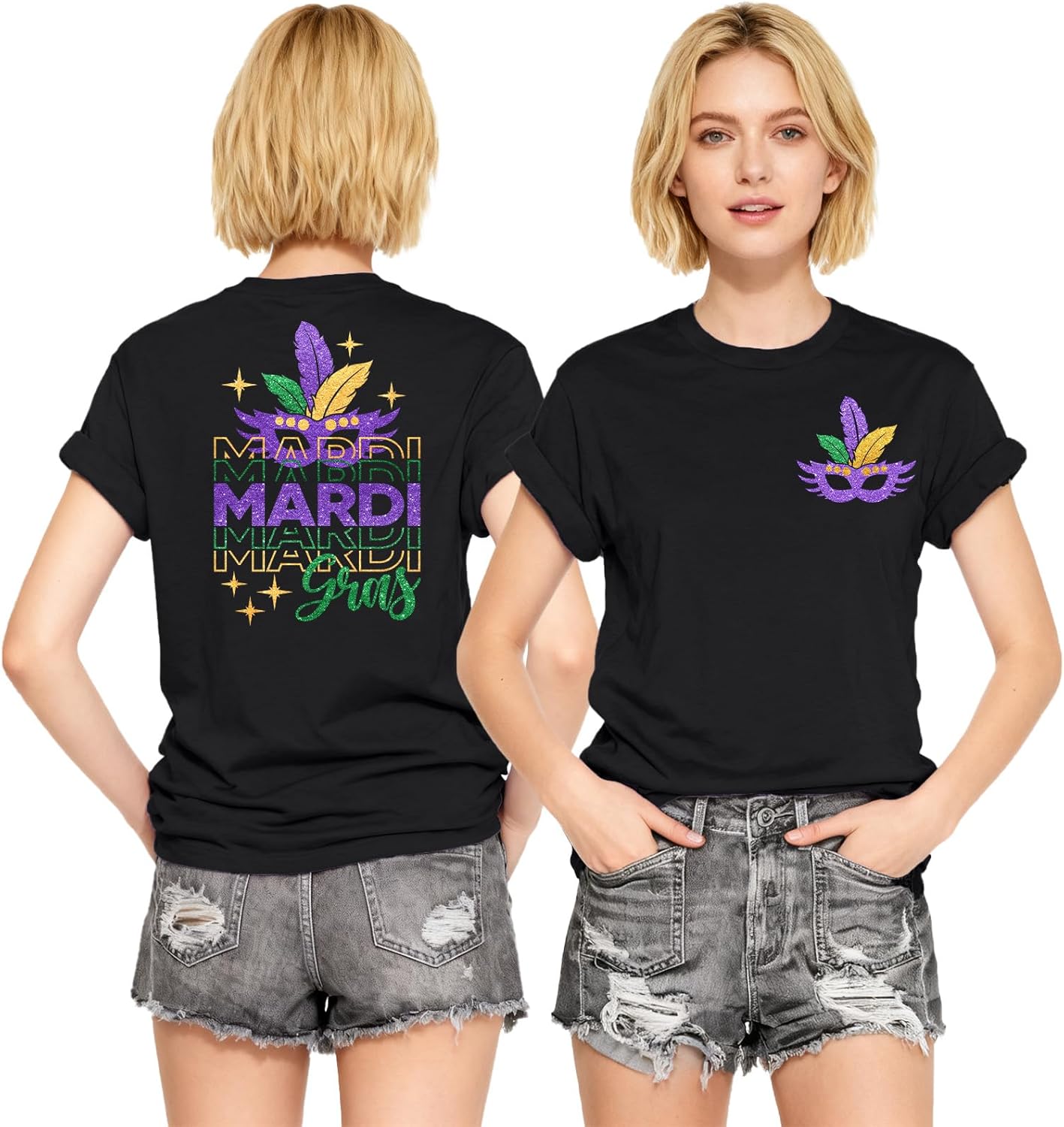 Mardi Gras Shirts Women Makeup Carnival T-Shirt Its Mardi Gras Yall Tee Shirt Mask Lily Graphic Casual Short Sleeve Tops - Image 2
