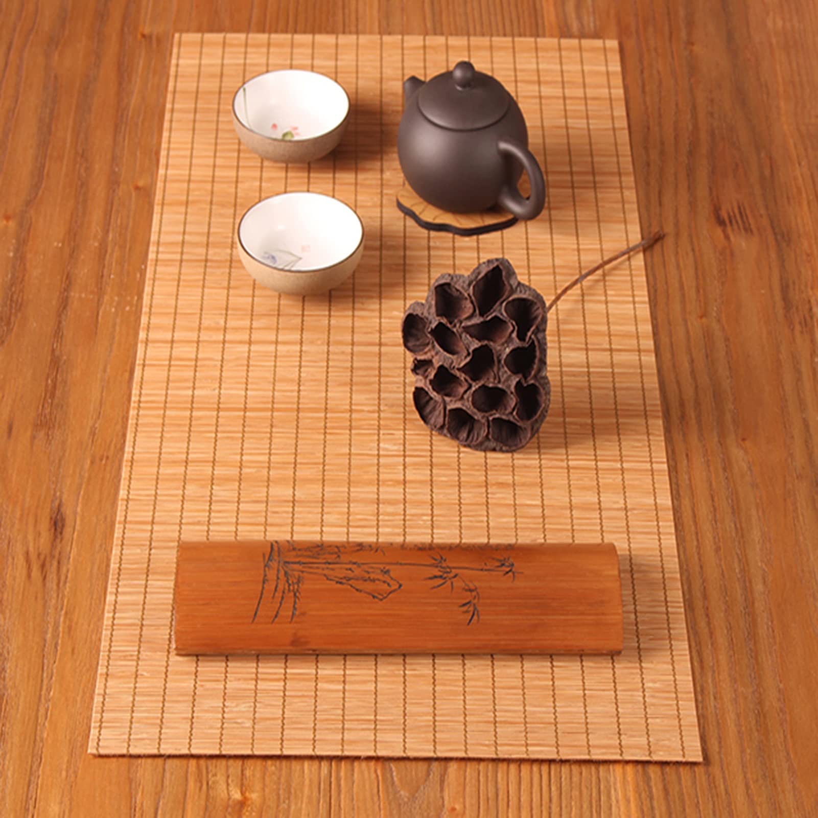 Tischläufer Extrabreit 50/ 60cm Tischläufer Aus Bambus, Japanischer Stil rutschfeste Teematten für Couchtische Restaurant, Anti-Hot-Tischset (Size : 60x120cm/23.6x47.2in)