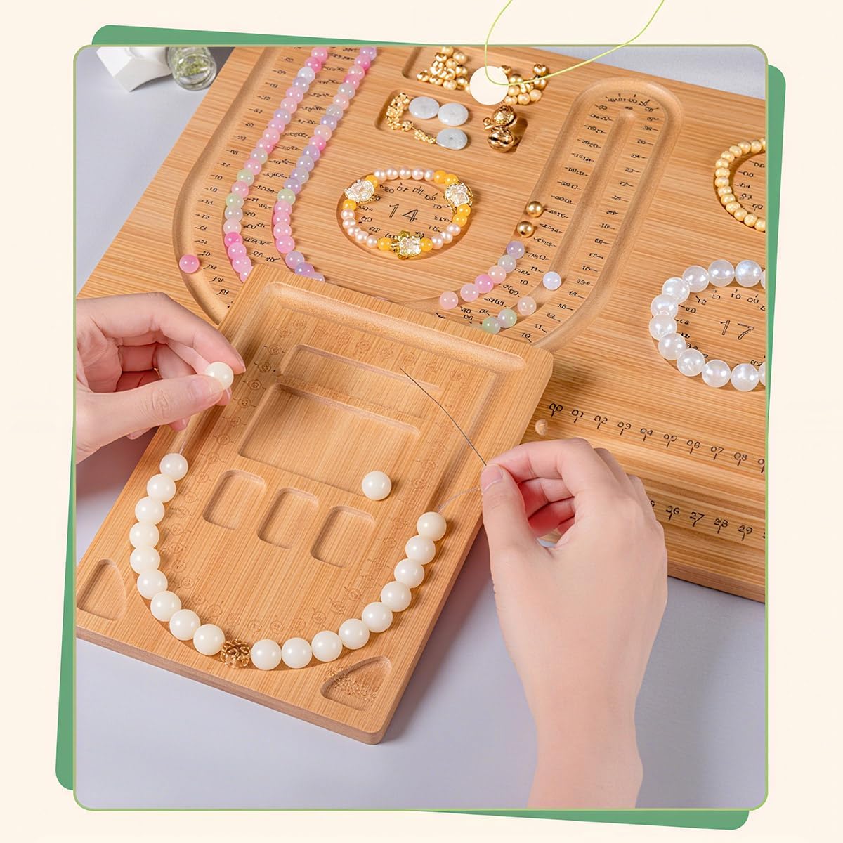 GOLDY&WENDY Bamboo Bead Boards for Jewelry Making, DIY Beading Trays Jewelry Design Mats for Necklace, Bracelet, Medium