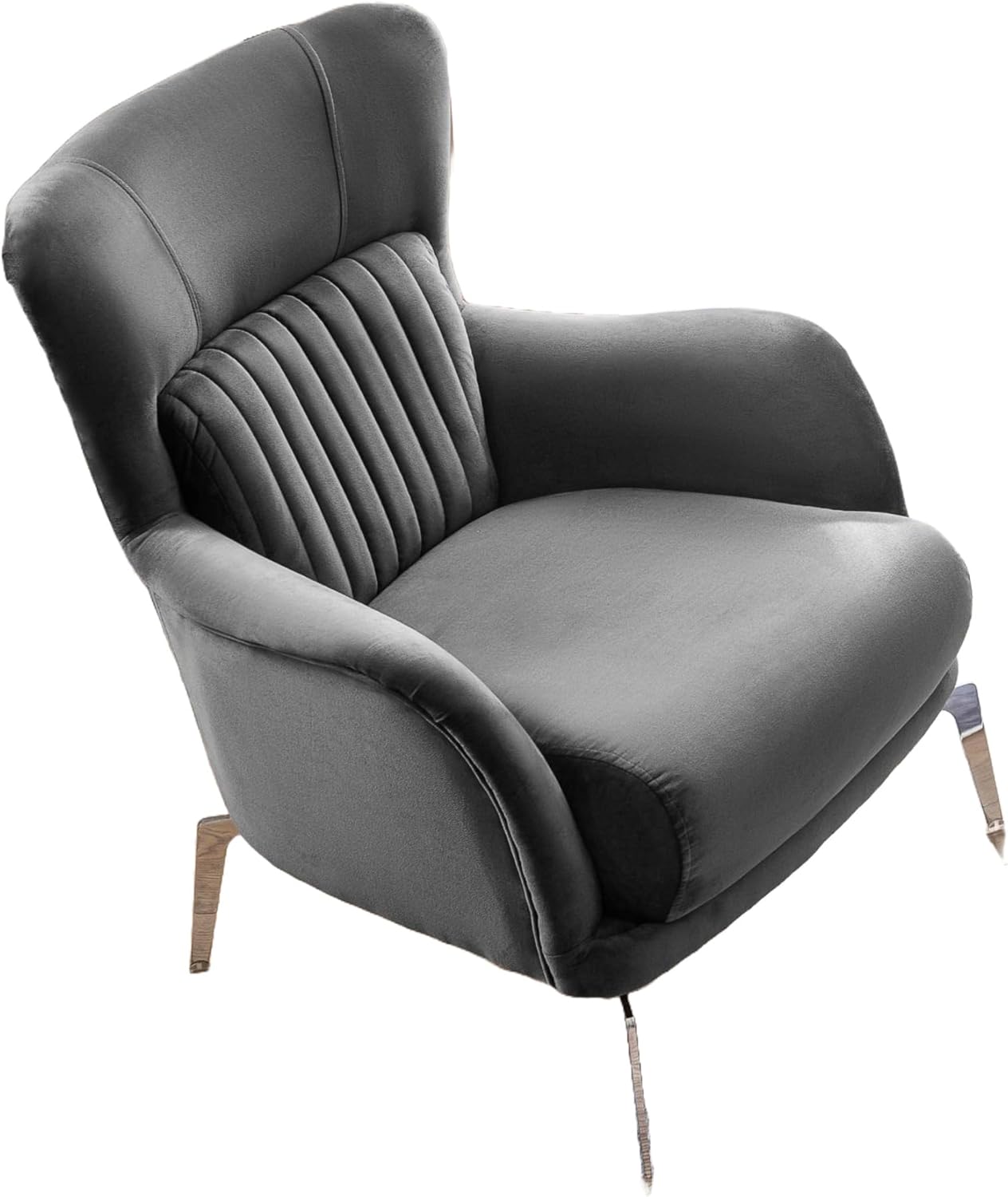 Sweet Homes Stores Escalade 37" Upholstered Armchair with Storage, Firm, Fabric, 1 Seater, Accent Chair for Living Room or Home Office, Grey