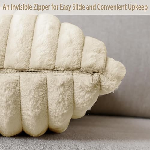 Miniatura 7 de Volcanics Paquete de 1 funda decorativa de felpa de piel sintética de doble cara de 18 x 18 pulgadas, fundas de almohada suaves y esponjosas a rayas