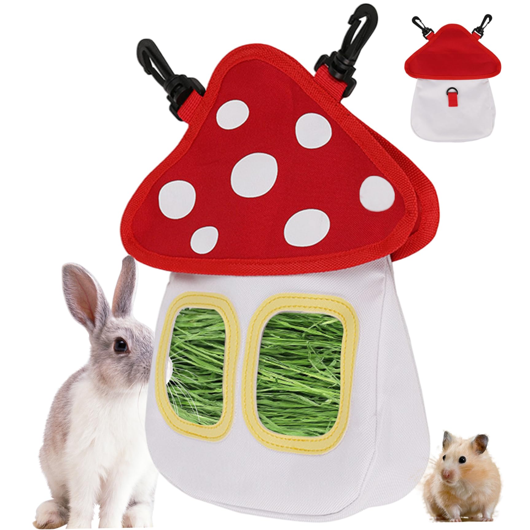 Rabbit Hay Feeder, Soft Hanging Bunny Hay Feeder, Cute Bunny Hay Bag, Waterproof Oxford cloth Hay Feeder for Rabbits, Guinea Pigs, Hamsters