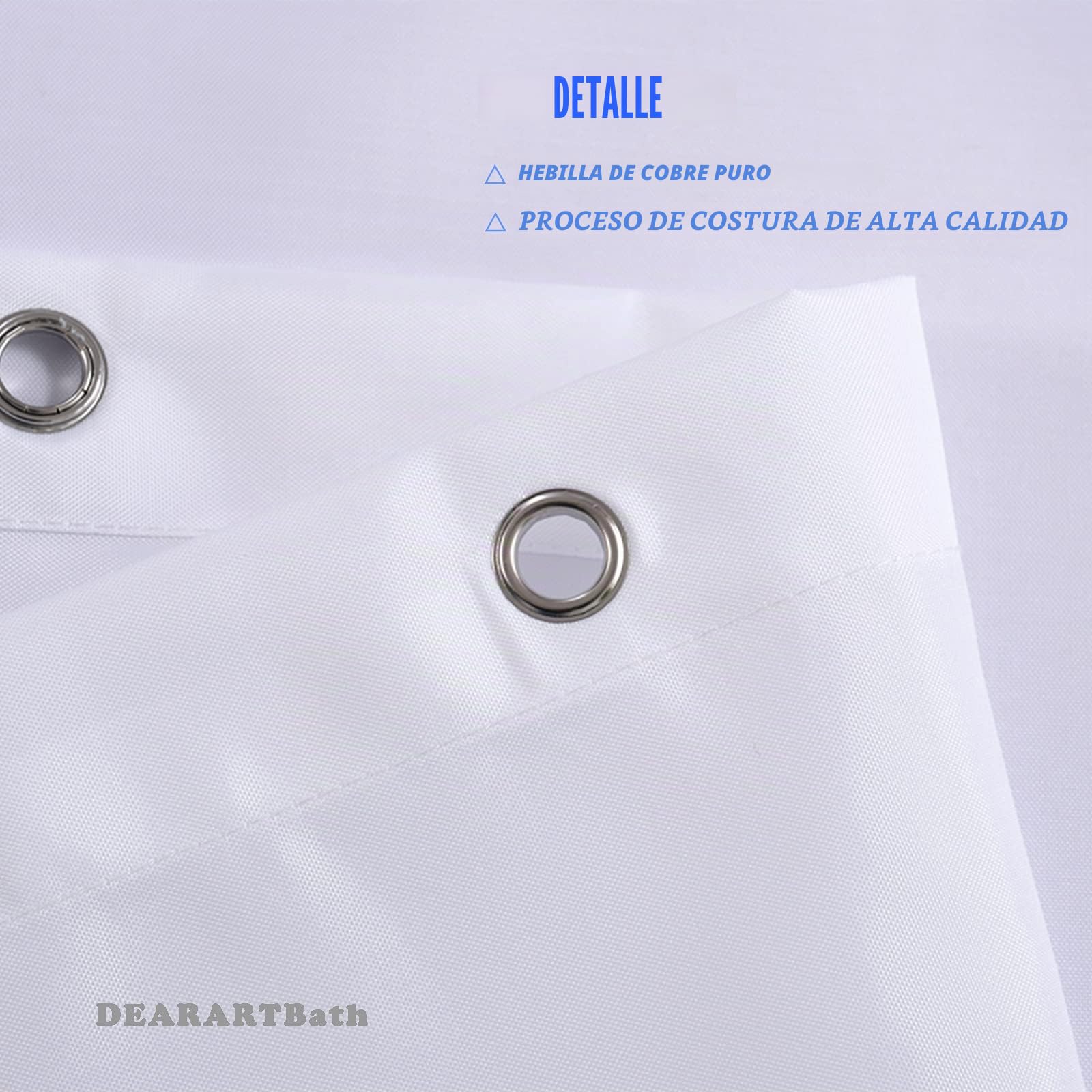 DEARARTBath Cortina de Ducha Blanca Pura para el baño, 180cm (L) × 180cm (W) Tela Cortina de Ducha Conjunto con Grommet y Ganchos, Resistente al Agua Impermeable