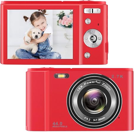 Amazon デジタルカメラ デジカメ コンパクトhd 16倍デジタルズーム 2 7k 44mp 1520p録画 2 88インチ Ips画面 動き検知 スローモーション 手ぶれ補正 三連写など機能 最大128gbのsdカード対応ミニカメラ 子供 学生 撮影初心者 高齢者に適用 レッド コンパクト 通販