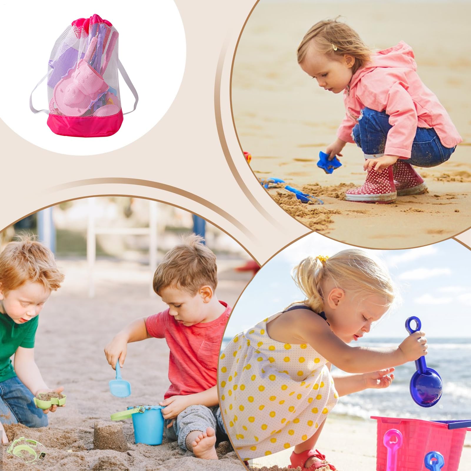 De Plage pour de Plage avec Seau Pliable et Sac Filet