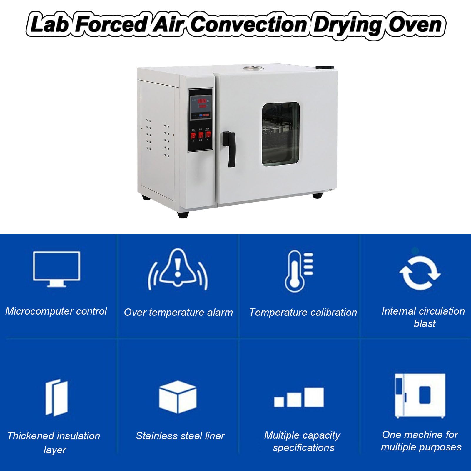 Estufa de Secado rápido a Temperatura Constante para Laboratorio,Horno de Secado de Laboratorio de 16 L Convección de Aire Forzado,Secado Inteligente con Pantalla Digital (A)