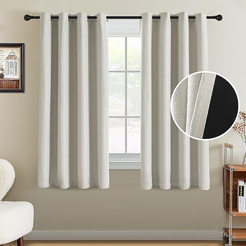 Miniatura 64 de H.VERSAILTEX Cortina de lino para oscurecer la habitación para dormitorio/sala de estar, cortinas opacas extra anchas de 100 x 96 pulgadas