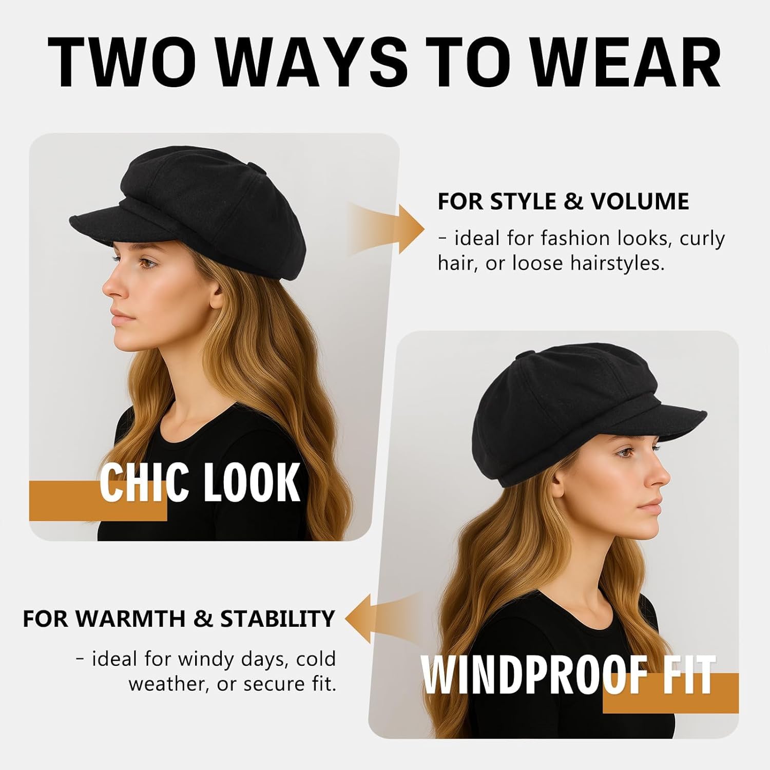 Comhats Wool Fashion Newsboy Hats for Women Winter Warm Pageboy Cabbie Cap Beret - Image 4