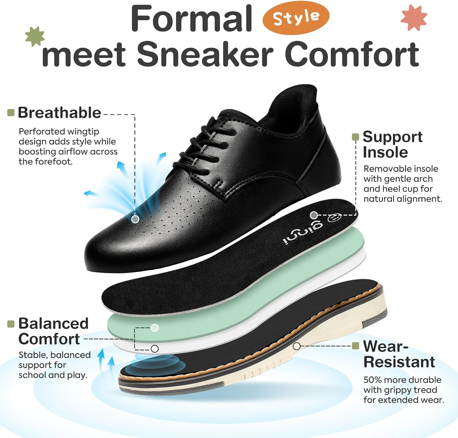 Boys Dress Shoes, Casual Oxfords Sneakers Comfort School Uniform Formal Shoes Wedding Church Dress Shoe for Toddler/Little/Big Kid - Image 3