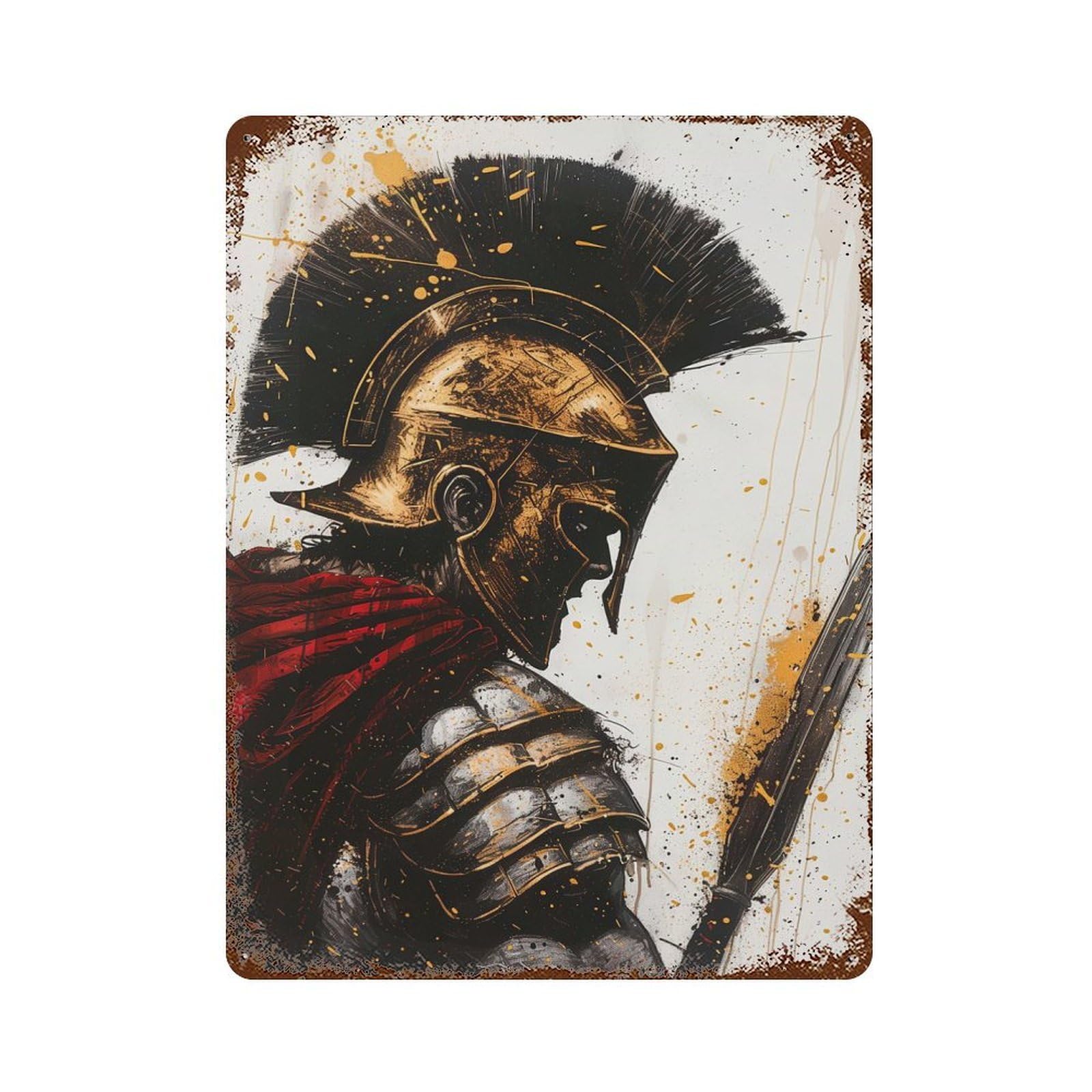 Decorative Tin Sign Leonidas Portrait 15.7"x11.8", Decorative Metal Wall Art for Garage, Bar And Workshop Decor