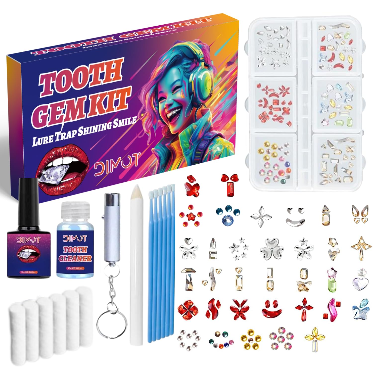 DIY Tooth Gem Kit, Sparkling Crystals, 2025 New Tooth Gem, DIY Crystals Jewelry Teeth, Professional Fashionable Teeth Jewelry Starter Kit ﻿ (A)