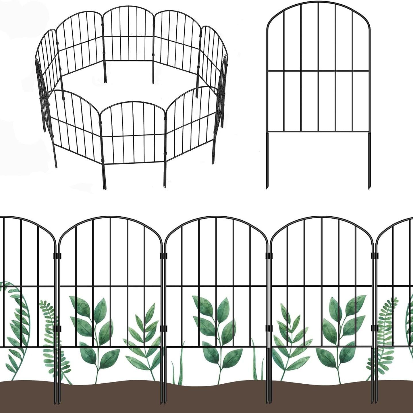 10 Pack Arched Metal Garden Fence Rustproof Wire Animal Barrier Border Fencing for Small Dogs Flower Bed Outdoor Yard Landscaping