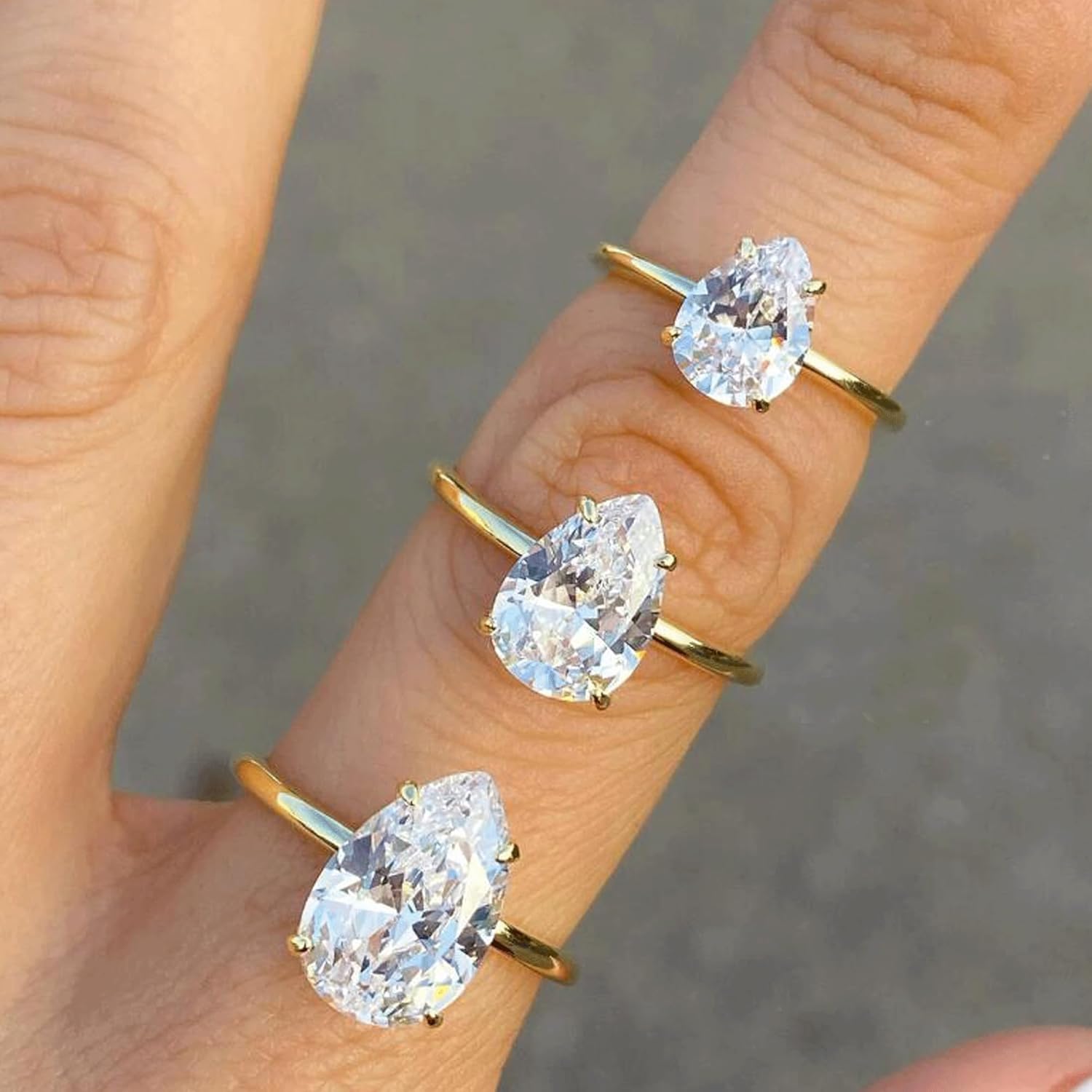 1CT/2CT/3CT 925 Sterling Silver Pear Engagement Rings Pear Cut Wedding Teardrop Bridal Halo Cubic Zirconia Promise Rings for Women Size 5-9