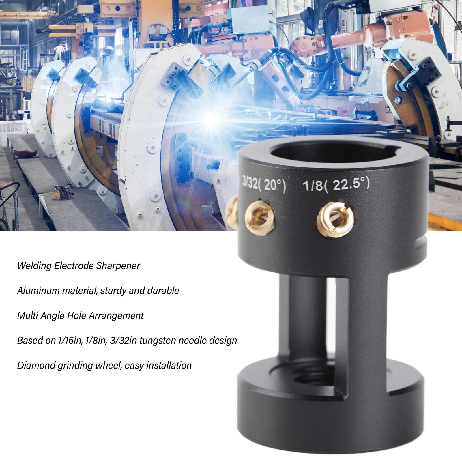 Tungsten Electrode Grinder with Grinding Wheels and Rods, Sharpening Tool for Multi-Angle TIG Welding - Image 4