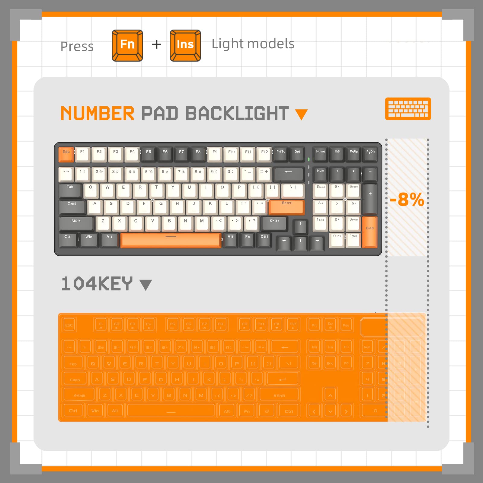 ZIYOU LANG K3 PRO Przewodowa Mechaniczna Klawiatura Gier, Podświetlenie RGB, 96% Ultra-Kompaktowa Z Klawiaturą Numeryczną, Przełącznik Niebieski Klikający Z Kablem 8000Hz, USB-C Do USB-A - Ciemnoszary