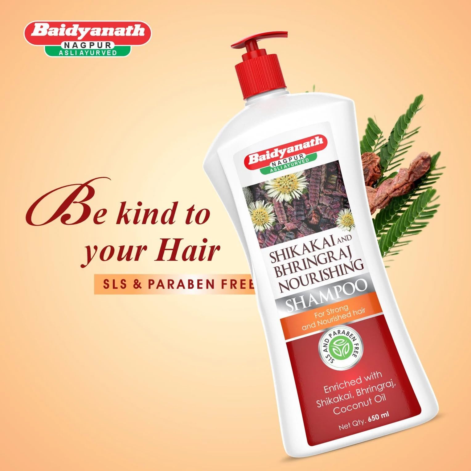 Baidyanath Asli Ayurved Shikakai and Bhringraj Nourishing Shampoo - 650 ml | Hair Strong Shampoo | Coconut Oil | Sulfate & Paraben Free — Amazon image 3