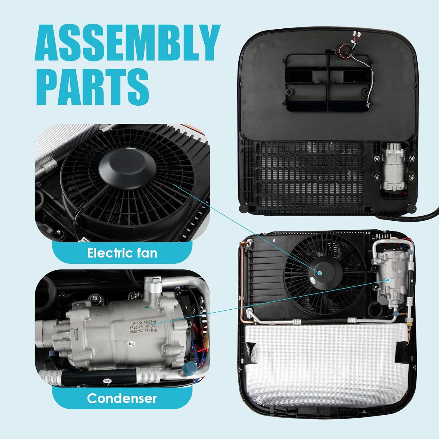 12V DC air conditioner/ultra-thin car roof air conditioner is applicable to minivans, off-road vehicles, pickups, motor homes, trucks, agricultural vehicles, excavators, etc (12V voltage)