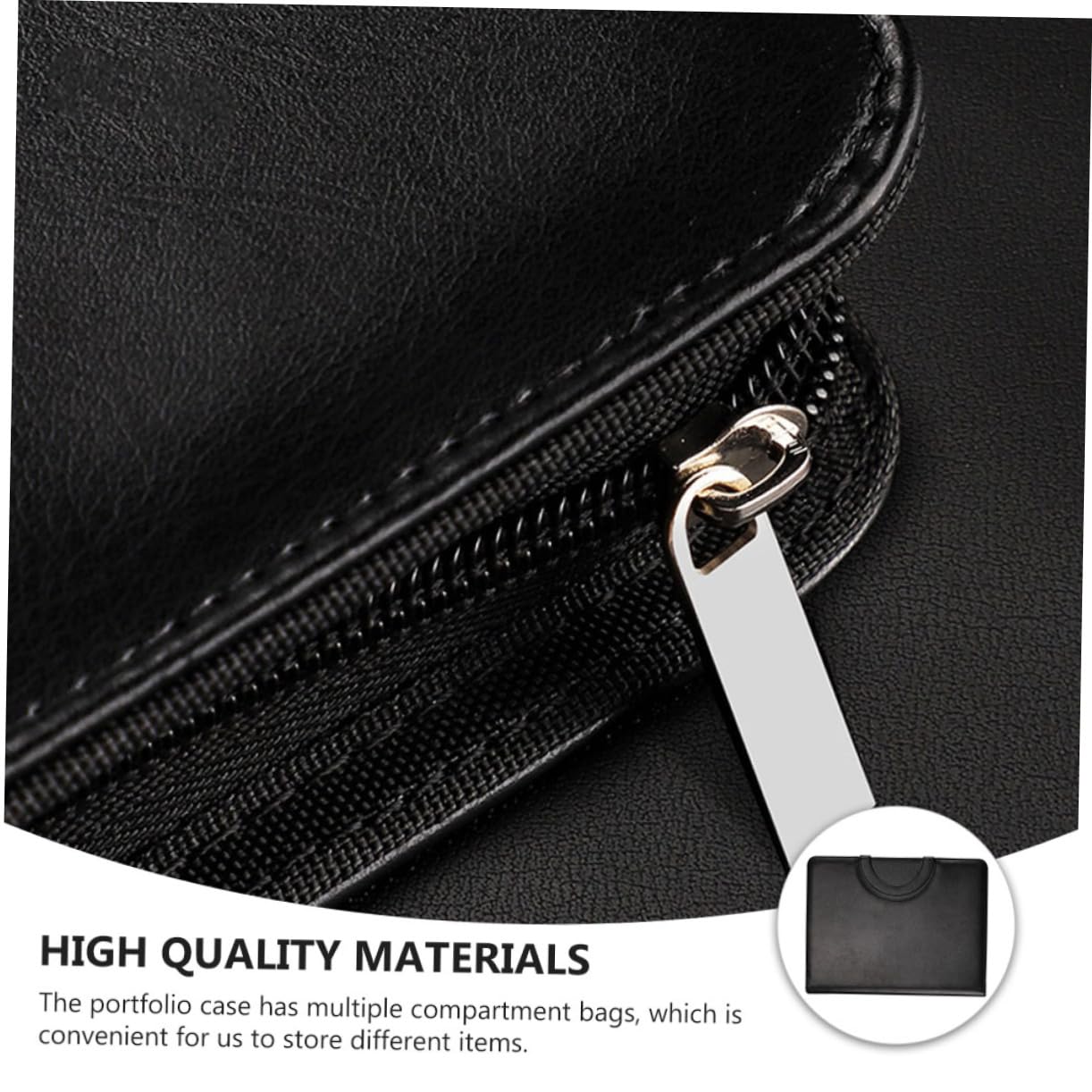 Portfolio Binder con Cerniera in Pu Nero Formato A4 con Tasche Multiple | Quaderno Porta Documenti, con Blocco Note A4 Incluso, Pratico per Contenere e Proteggere Documenti